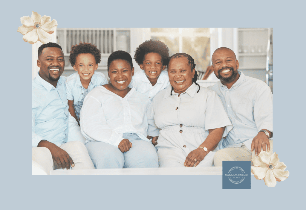 multigenerational black family sitting on couch prayer for them to know God's plan for their life