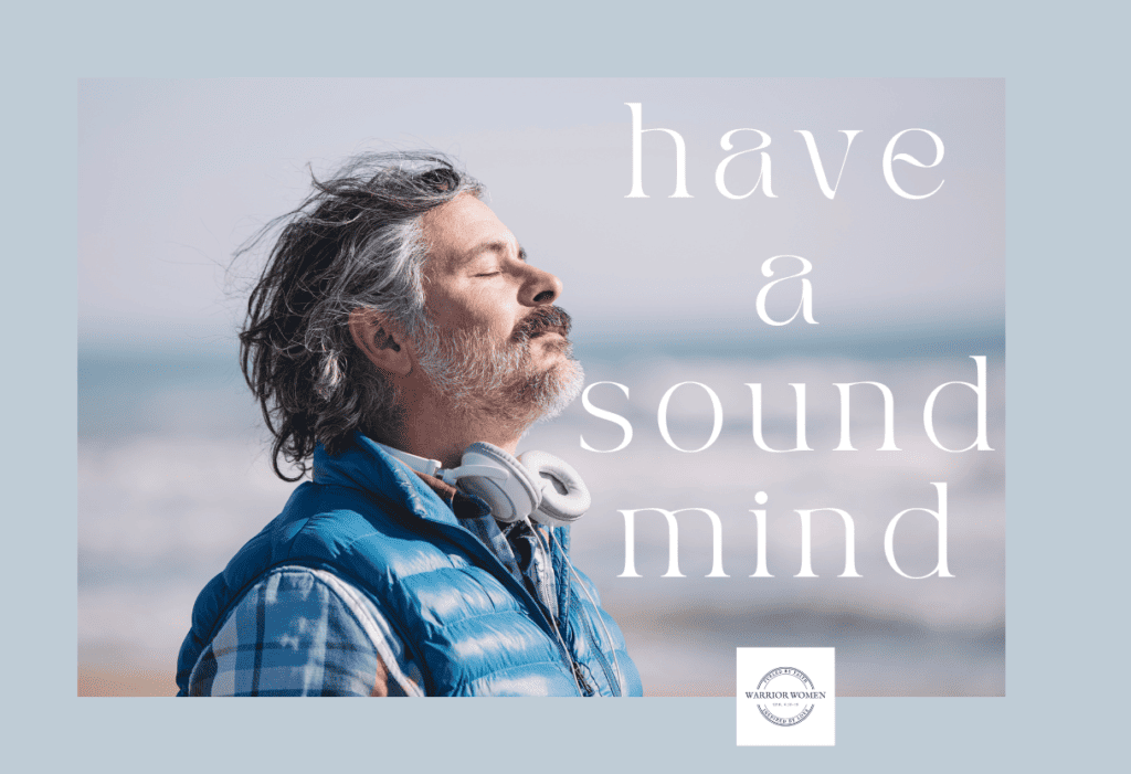 Man with eyes closed facing sun with breeze blowing his hair prayer to have a sound mind