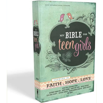 Bible for teen girls green cover with pink writing