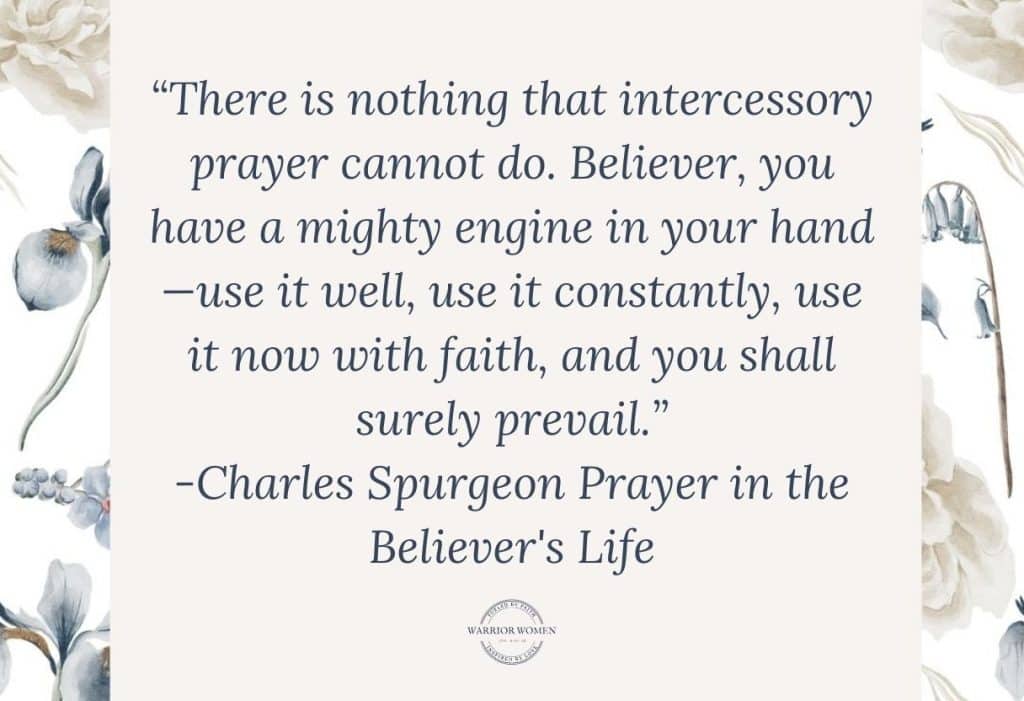 floral background with quote from Charles Spurgeon about intercessory prayer